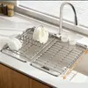 Estante retráctil multifuncional para fregadero, escurreplatos, estante de almacenamiento, escurridor, accesorio de cocina práctico