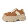 Zapatos Casuales de Plataforma con Tacón Alto de Ante de 6cm de Altura Cómoda, Suela Gruesa, Cordones de Cuero Genuino para Mujer 2025