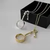 Collar con Colgante de Lupa y Llave Estilo Vintage de Lujo de Alta Gama, Cadena Larga para Suéter Colgante Versátil de Diseño de Nicho para Mujeres