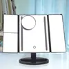 Espejo de maquillaje LED tipo barra de luz de 24 luces, estilo e-commerce transfronterizo, espejo de escritorio de tres pliegues, espejo con atenuación continua