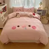 Inverno Engrossado Veludo Leite Conjunto de Quatro Peças Gato Kt Veludo Coral Dupla Face Cobertor Quente Cobertor de Cama Conjunto de Três Peças para Cama
