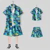 Camisa floral de manga corta, Ropa de playa de Hainan, Estilo hawaiano de Sanya, Conjunto de pantalones cortos finos de verano para hombre y pareja de viaje a Tailandia