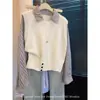 Fábrica Principios de Otoño 2026 Diseño Estilo Coreano Camisa Rayada Solapa Falso Dos Piezas Top Tejer Adelgazante para Mujer