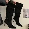 Chuyuji 2026 Nuevas Botas de Tacón Alto Estilo Francés para Mujer Otoño/Invierno, Botas de Caña Alta de Invierno para Combinar con Abrigos, Meila