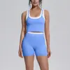 Nuevo conjunto de yoga a colorblock transfronterizo con tacto nude, casual y versátil, acanalado, de cintura alta, para ejercicio al aire libre, conjunto de seis piezas