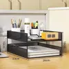 Organizador de arquivos de mesa multicamadas, estante de livros de armazenamento multicamadas, prateleira de armazenamento, material de escritório
