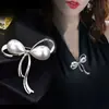 Broche de Pérola com Laço Japonês e Coreano para Mulheres, Corsage de Luxo, Alfinete Anti-Exposição para Decote Feminino, Alfinete para Cardigã, Acessórios de Vestuário
