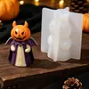 Molde de Silicone para Vela Perfumada de Abóbora de 3 Peças para Halloween, Molde de Abóbora Maligna Fantasma, Molde Decorativo