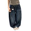 Jeans Silhueta Retro Americana Scimitar para Mulheres, Novo Estilo de Verão, Lavagem Desgastada, Calça de Perna Larga com Corte Tridimensional, Calça Longa