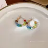 Estilo Pintura al Óleo Jardín de Monet Pendientes de Flor de Amor Perla Pendientes de Temperamento de Moda Lujo Ligero Pendientes de Gama Alta Venta al por Mayor
