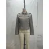 Ropa de mujer al por mayor transfronteriza 2026 Chaqueta corta abotonada de doble fila con cuello mao y cremallera estilo Napoleónico francés