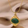 Collar Retro de Acero Inoxidable Francés Popular Europeo y Americano Geométrico con Colgante de Acero de Titanio con Goteo de Aceite para Mujer Envío Directo