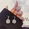 Brincos Geométricos Simples e Elegantes com Strass Completo para Mulheres, Modernos e Super Brilhantes, Versáteis Estilo Celebridade da Internet