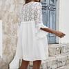Vestido de Encaje con Cuello en V y Empalme de Encaje de Verano Nuevo 2025 Exportación Europea y Americana Amazon Aliexpress