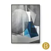 Pintura Decorativa Abstracta de Vidrio Azul Simple Moderna para Sala de Estar, Pintura de Pared de Fondo para Sofá, Modelo de Pintura de Piso para Habitación, Pintura Colgante para Pasillo