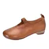 Zapatos Retro Hechos a Mano para Mamá con Suelas Planas Suaves, Nuevo Estilo Primavera/Verano 2026, Zapatos de una Sola Pieza con Punta Redonda y Boca Baja, Zapatos Versátiles de Cuero Suave para Mujer
