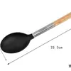 Utensilios de Cocina de Nylon Cuatro Piezas Sartén Antiadherente Mango de Madera Espátula para Cocinar Cuchara para Sopa Colador Grande Hogar Cocina Utensilios de Cocina