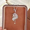 Nuevo Collar de Piedra de Zirconia Grande con Incrustación Completa de Diamantes de Lujo, Diseño de Unicornio, para Mujeres, Nicho de Lujo Ligero, Superventas Transfronterizo, Cadena para la Clavícula