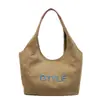 Nova Bolsa de Ombro Niche com Estampa de Letras Grande Capacidade Designer Versátil Bolsa de Lona Bolsa de Compras Feminina da Moda