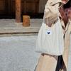 518392 Bolso Bolso de Hombro con Logo de Corazón en Cuadros Pequeños Estilo Japonés Bolsa de Cuadros para Estudiante Chica