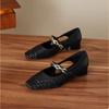 Zapatos Franceses de Punta Cuadrada para Mujer, Elegantes Sandalias de Punta Cuadrada de Una Sola Tira, Temperamento Veraniego 2025, Zapatos de Mujer Transpirables con Diseño Hueco a la Moda