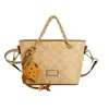 Bolsa feminina de alta qualidade 2026 nova bolsa de mão com estampa vintage bolsa balde moderna versátil bolsa de ombro com corrente transversal