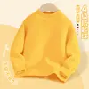 Suéter forrado de polar para niños, prenda interior térmica engrosada de invierno para niños, suéter de punto con cuello alto parcial de otoño e invierno para niños, top de punto elegante