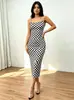 Novo produto europeu e americano da Amazon: Vestido sem mangas com gola halter, vestido bodycon sexy justo com estampa, saia de comprimento médio