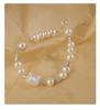 Pulsera de gato con perlas de agua dulce naturales para mujer, plata de ley, lujo ligero, nicho, concha de mariposa blanca natural, plata rota, pulsera de pareja, regalo