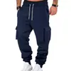 Pantalones jogger de trabajo de moda transfronterizos para hombre, versátiles, con bolsillos, para primavera y otoño, ajustados, cálidos, largos