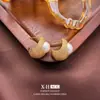 Pendientes Asimétricos Plateados en Forma de C Estilo Palacio Geométrico Exquisito de Nicho Pendientes de Moda Retro de Gama Alta para Mujer