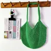 Bolso Tejido Chic Casual Gran Capacidad Hilo de Algodón Calado Bolso de Paja Estilo Perezoso Bolso de Hombro Único Bolso de Playa Vacaciones para Mujer