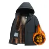 Parka de Veludo Dourado de Visão de Inverno Novo Estilo Roupa de Pai para Homens de Meia-Idade e Idosos Jaqueta Grossa de Veludo Casaco de Algodão