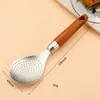 Colher de Arroz Personalizada em Aço Inoxidável 304 com Cabo de Madeira Maciça Colher de Servir Arroz Cabo de Madeira Sapele Colher para Pegar Arroz Tigela de Arroz Espátula de Arroz