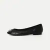 Zapatos planos de oveja de primera capa para mujer, nuevos modelos de otoño, zapatos de muñeca con lazo de cuero genuino y punta redonda, zapatos para madres