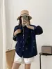 Roupas de Outono 2025 Bordado de Desenho Animado Carcela Botão Colorido Camisa Feminina Solta Manga Longa Atacado Tendência