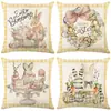 Venta Caliente de Pascua Funda de Almohada de Conejo Nórdico Oficina Sofá Funda de Cojín de Lino Transfronterizo Decoración del Hogar Modelo Nuevo