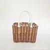 Bolsa Pequeña Cuadrada Plástica Tejida Fresca y Sencilla, Cesta de Mano Plástica Tejida, Cesta Tejida para Almacenamiento Diverso, Al por Mayor en Stock