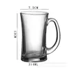 Jingxiang vaso de agua de vidrio transparente gran capacidad para el hogar resistente al calor engrosado taza de té con asa Cerveza Cerveza Cerveza Taza Casa de té Bar