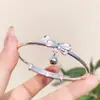 Pulseira Fofa Doce de Sino com Laço Pequena Fresca Princesa em Grande Pulseira de Prata Presente para Namorada Estudante