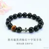 Pulsera de Cruz de Ágata Negra Natural Jueyu Pulsera de Piedra Ojo de Tigre Comercio Electrónico Transfronterizo Transmisión en Vivo Venta al por Mayor S6052102