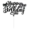 Nuevos Suministros de Decoración para Fiesta de Cumpleaños con Lazo Inserto para Pastel de Cumpleaños Lazo Negro Rosa Inserto para Pastel