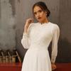 Vestido de Noche Transfronterizo Europeo y Americano 2026 Estilo Retro de Cuello Alto con Aplicaciones de Encaje de Manga Larga Estilo Bohemio Venta Directa de Fábrica