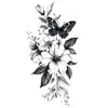 Pegatina de Tatuaje Flor de Luna Mariposa Oscura Flor de Boceto Blanco y Negro Pegatina para Brazo Impermeable de Larga Duración Pegatina de Tatuaje de Halloween