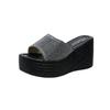 Moda de Verano 2025 Ropa de Abrigo Pantuflas Plataforma Transfronteriza Mujer Boca de Pez Punta Abierta Talla Grande Tacón de Cuña Pantuflas de Suela Gruesa para Mujer