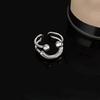 Exquisito anillo abierto ajustable con cara sonriente de estilo frío, moda simple, diseño de nicho de alta gama