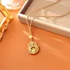Nuevo Collar de Calabaza de la Fortuna Estilo Chino de la Misma Joyería de Oro, Giratorio, Alta Retención de Color, Diseño Hueco de Oro Arenado Antiguo, Cadena Festiva para Suéter