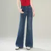 Calça Jeans Feminina 2026 Verão Nova Chegada Com Strass Céu Estrelado Cintura Alta Emagrecedora Rejuvenescedora Bodycon Perna Reta Perna Larga