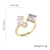 Anillo abierto de flor de circonita y perla, anillo retro vintage para dedo índice, joyería de lujo ligero de alta gama al por mayor