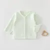 Cardigã de Bebê Estilo Primavera e Outono Manga Longa Top Classe A Roupa Externa para Bebê Veludo Macio Algodão Cor Sólida Roupa Externa Casual Roupas de Outono